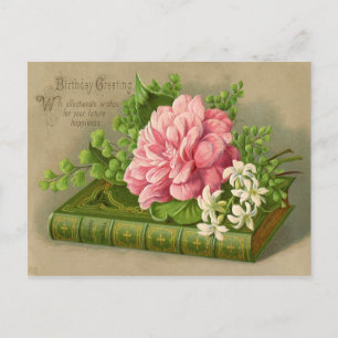 Carte Postale Salutation d'anniversaire vintage souhaite Floral 
