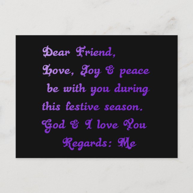 Carte Postale Salutation de la saison festive "Cher ami" (Devant)