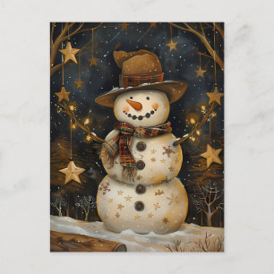 Carte Postale Salutation de Noël avec Snowman