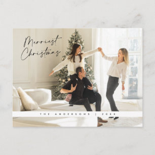 Carte Postale Salutation de Noël contemporaine, photo de famille