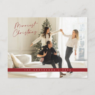 Carte Postale Salutation de Noël contemporaine, photo de famille