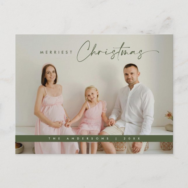 Carte Postale Salutation de Noël contemporaine, photo de famille (Devant)