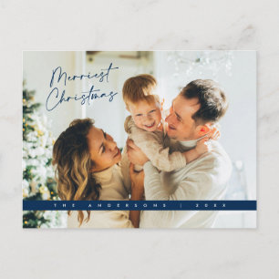 Carte Postale Salutation de Noël contemporaine, photo de famille