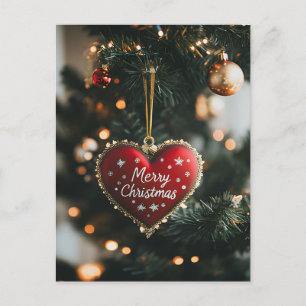 Carte Postale Salutation de Noël festive avec coeur