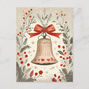 Carte Postale Salutation de Noël Festive Bell