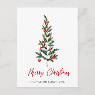 Carte Postale Salutation de Noël minimaliste Élégante Arbre à Pi