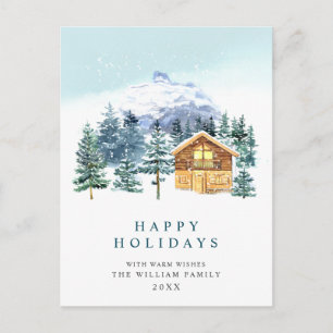 Carte Postale Salutation de Noël minimaliste Élégante Arbre à Pi