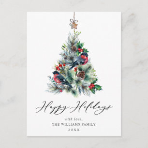 Carte Postale Salutation de Noël minimaliste Élégante Arbre à Pi