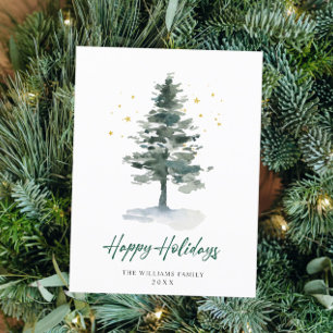 Carte Postale Salutation de Noël minimaliste Élégante Arbre à Pi