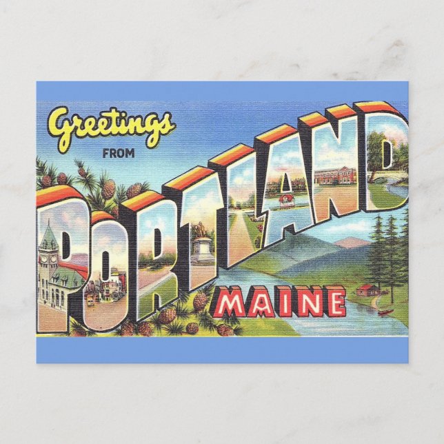 Carte Postale Salutation de Portland Maine (Devant)