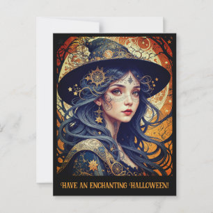 Carte Postale Salutation enchanteresse sorcière Halloween