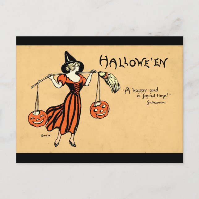 Carte Postale Salutation Halloween vintage (Devant)