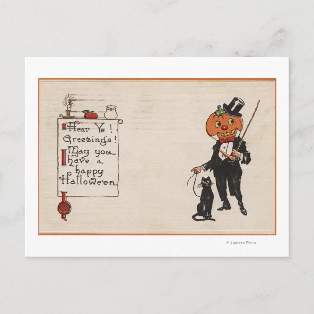 Carte Postale Salutation HalloweenJack-O-Lantern à Tux (Devant)