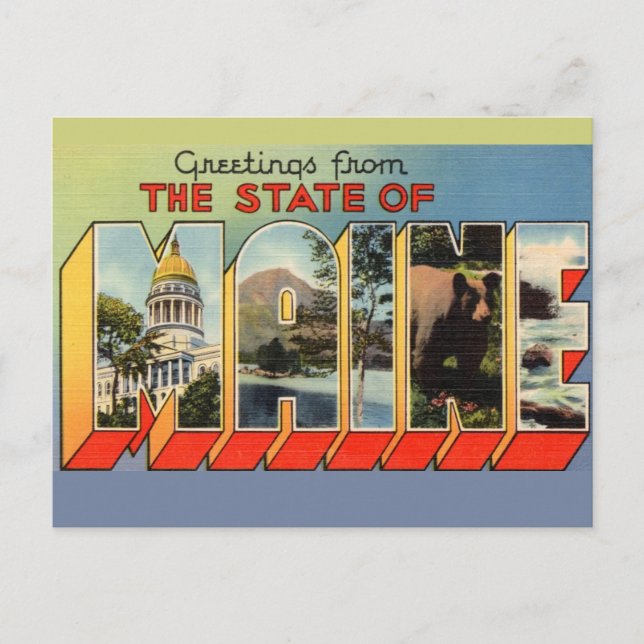 Carte Postale Salutation Maine (Devant)