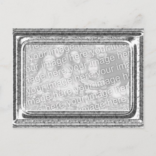 Carte Postale Salutation Modèle photo de cadre en argent martelé (Devant)