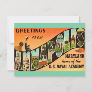Carte Postale Salutation Vintage Annapolis MD