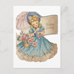 Carte Postale Salutation vintage de fille d'anniversaire