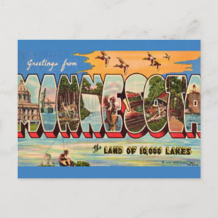 Carte Postale Salutation Vintage pour Minnesota 