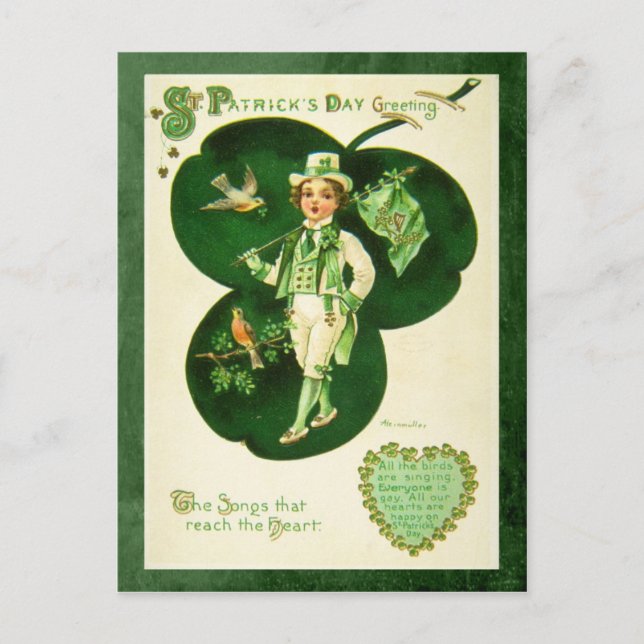 Carte Postale Salutation vintage St Patrick (Devant)