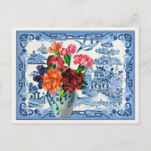 Carte Postale Salutations Blue Willow