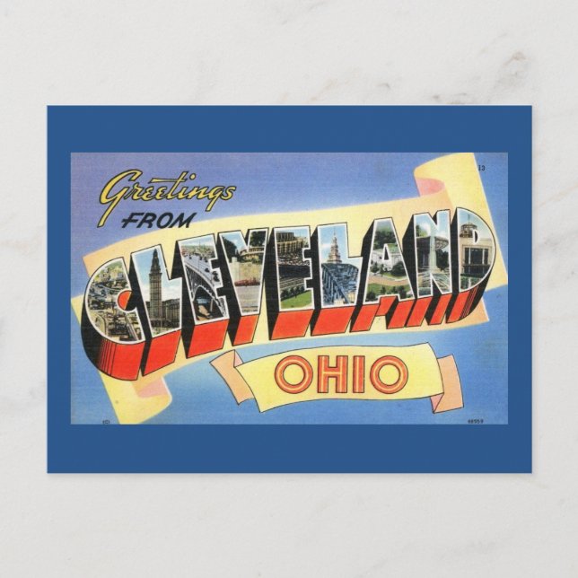 Carte Postale Salutations cru de Cleveland, Ohio (Devant)