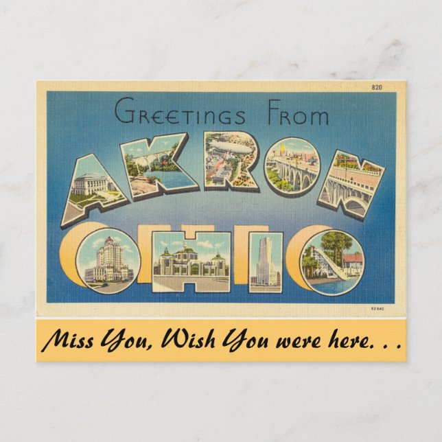 Carte Postale Salutations d'Akron (Devant)