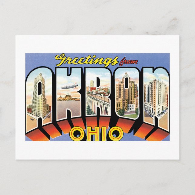 Carte Postale Salutations d'Akron, Ohio (Devant)