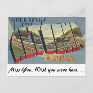 Carte Postale Salutations d'Altoona, Pennsylvanie
