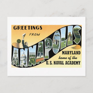 Carte Postale Salutations d'Annapolis, MD, Accueil de l'Académie