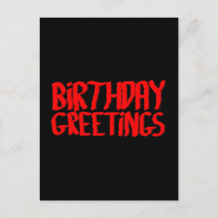Carte Postale Salutations d'anniversaire. Rouge et Noir.