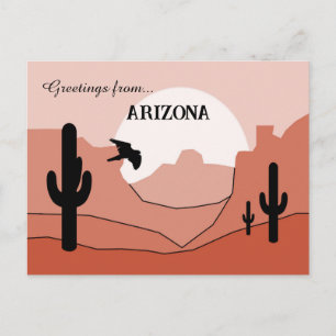Carte Postale Salutations d'Arizona State Sunny Earth Tones 