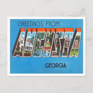 Carte Postale Salutations d'Augusta, Géorgie Voyage Vintage