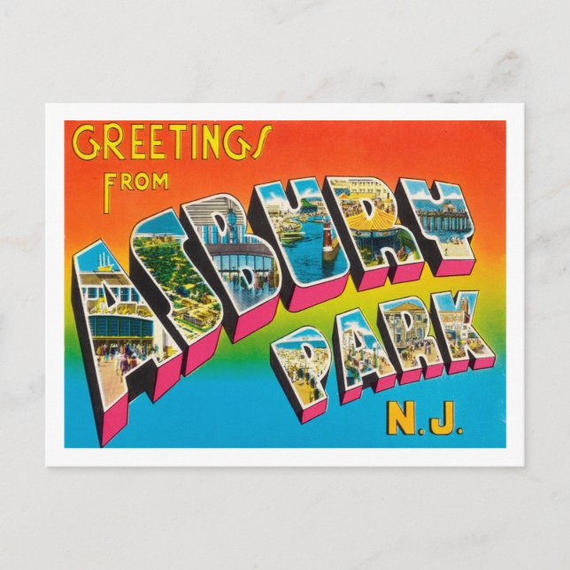 Carte Postale Salutations de Asbury Park, New York Travel (Devant)