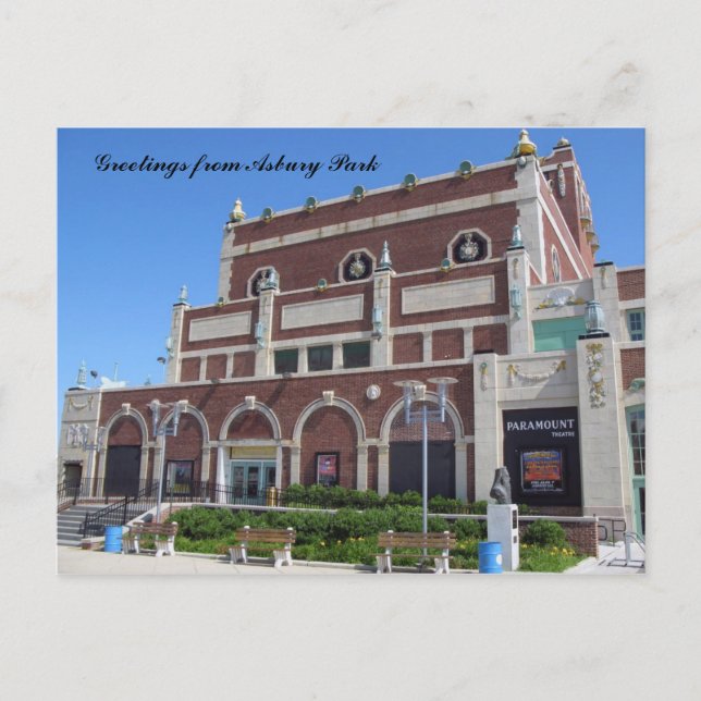 Carte Postale Salutations de Asbury Park, NJ - Théâtre Paramount (Devant)
