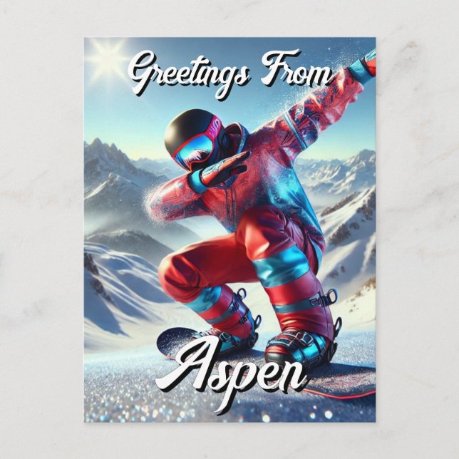 Carte Postale Salutations de Aspen Dabbing Snowboard (Devant)
