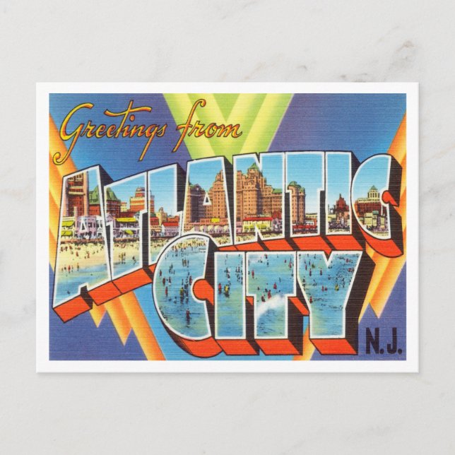 Carte Postale Salutations de Atlantic City, New Jersey Travel (Devant)