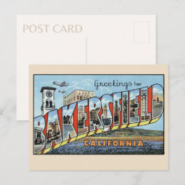Carte Postale Salutations de Bakersfield, Californie Vintage