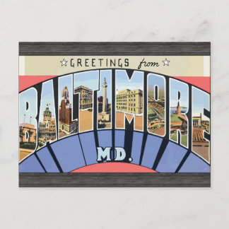 Carte Postale Salutations De Baltimore Md, Vintage