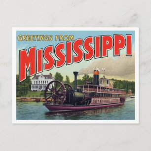 Carte Postale Salutations de bateau à roue du Mississippi
