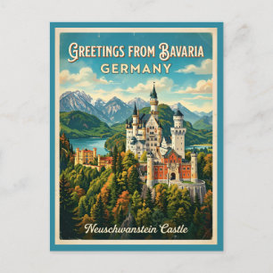 Carte Postale Salutations de Bavière Allemagne Neuschwanstein