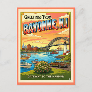 Carte Postale Salutations de Bayonne NJ Retro Gateway