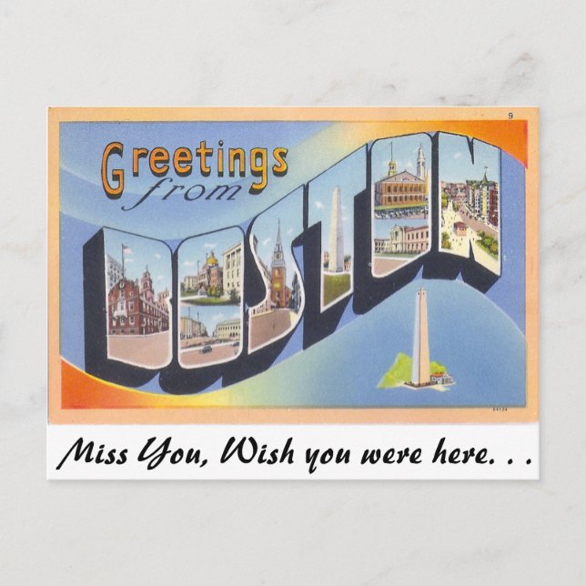 Carte Postale Salutations de Boston (Devant)