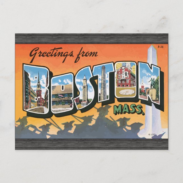 Carte Postale Salutations De Boston Mass, Vintage (Devant)