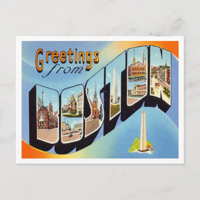 Carte Postale Salutations de Boston, Massachusetts Travel (Devant)