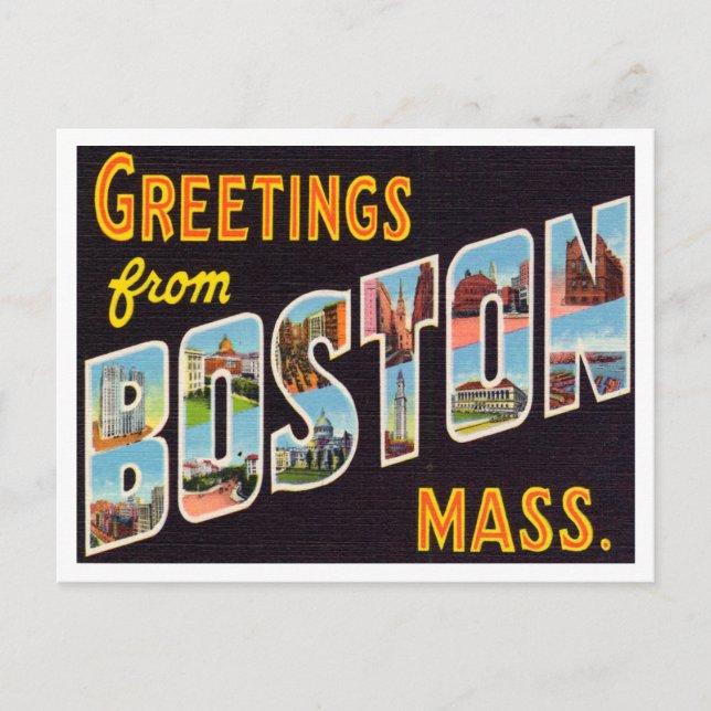 Carte Postale Salutations de Boston, Massachusetts Voyage (Devant)