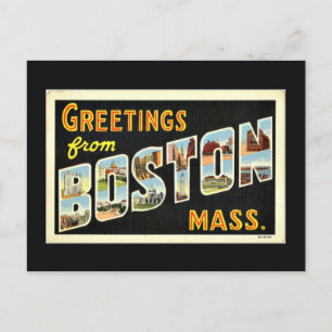 Carte Postale Salutations de Boston, messe, vintage,
