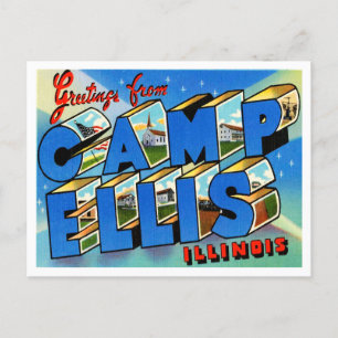 Carte Postale Salutations de Camp Ellis, Illinois Vintage voyage