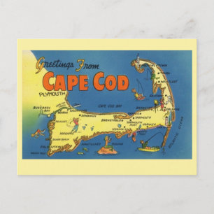 Carte Postale Salutations De Cape Cod Map