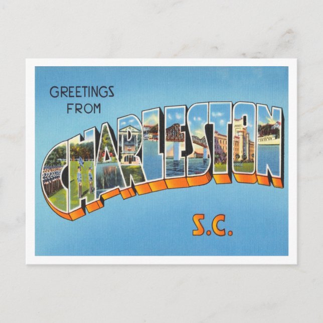 Carte Postale Salutations de Charleston, Caroline du Sud Voyage (Devant)