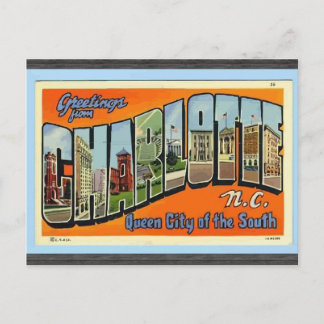 Carte Postale Salutations de Charlotte N.C., Vintage
